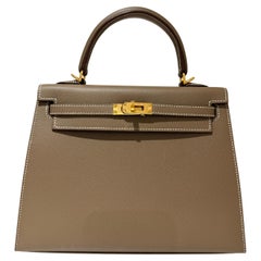Hermes Kelly 25 Etoupe epsom with gold hardware bag