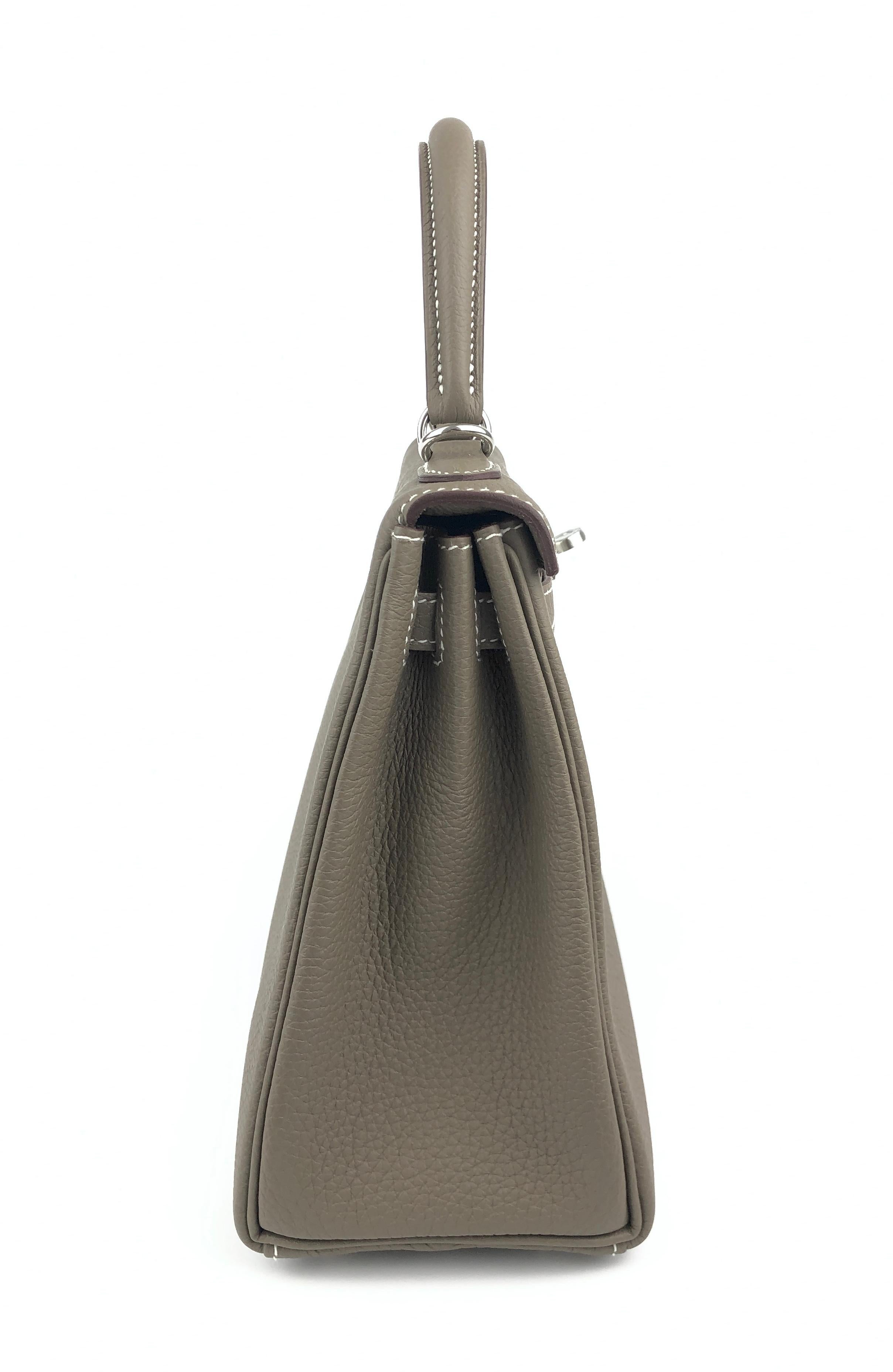 Hermes Kelly 25 Etoupe Gray Taupe Togo Leather Palladium Shoulder Bag NEW 2021 1
