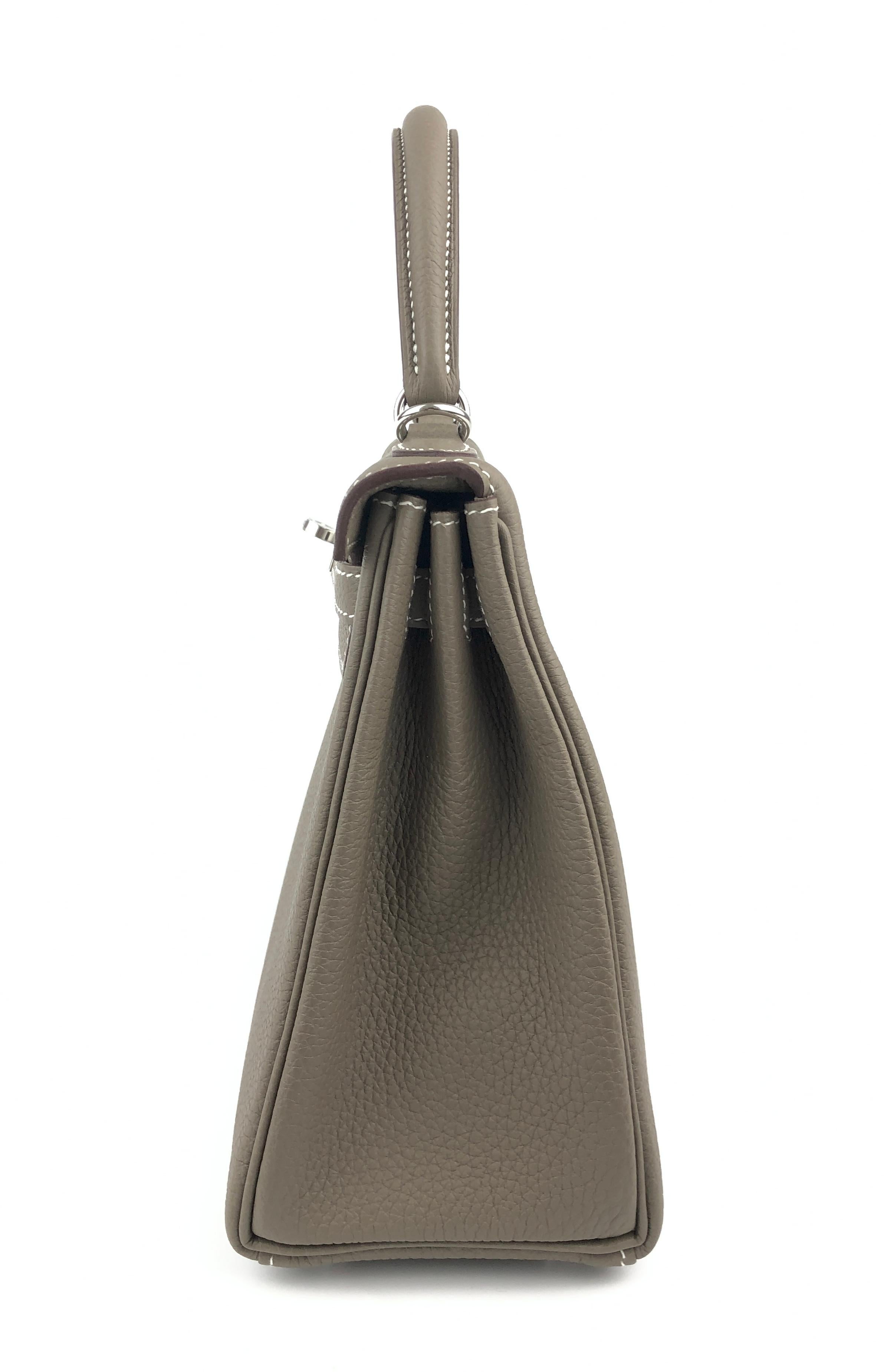 Hermes Kelly 25 Etoupe Gray Taupe Togo Leather Palladium Shoulder Bag NEW 2021 2