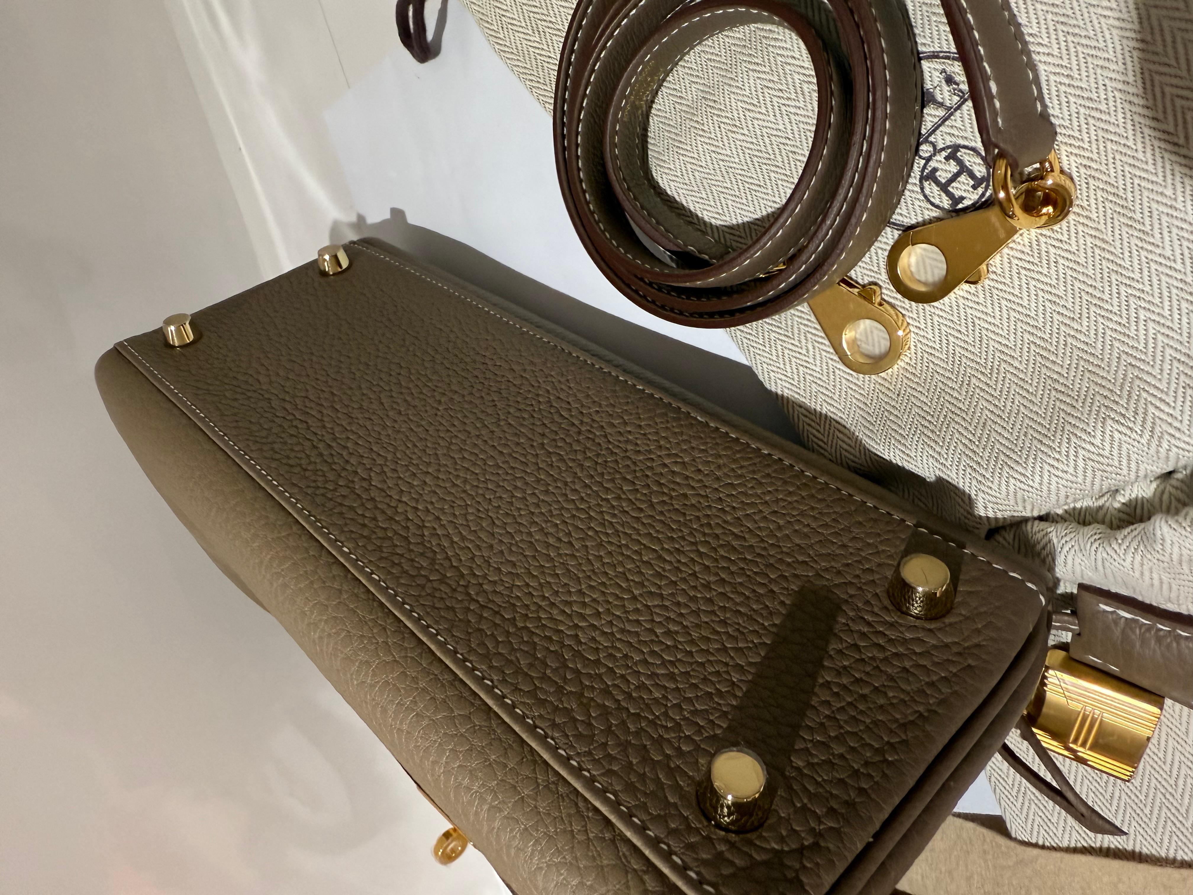 Hermes Kelly 25 Etoupe togo gold hardware handbag 5