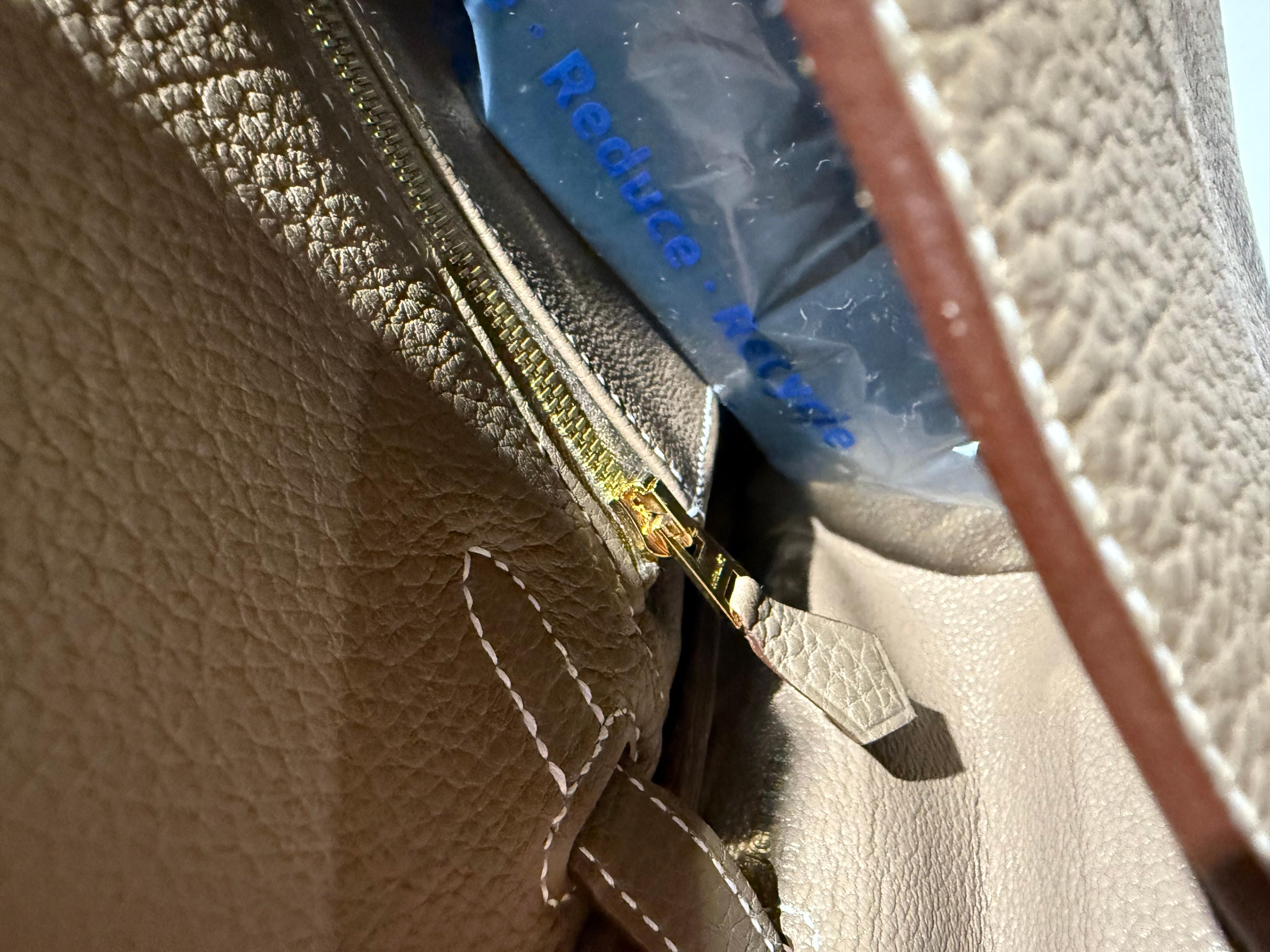 Hermes Kelly 25 Etoupe togo gold hardware handbag 6