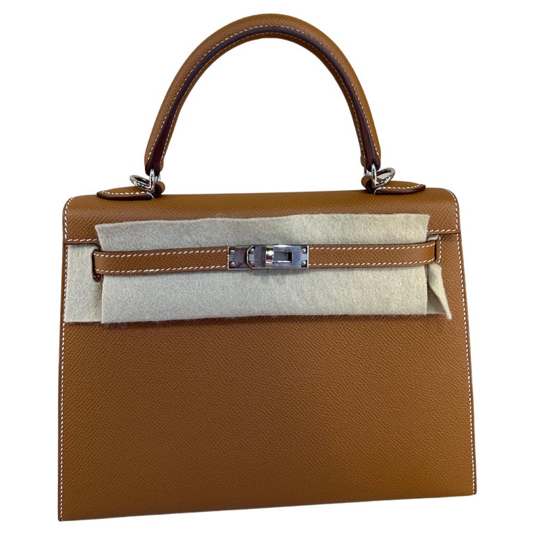 Hermes Kelly 25 gold colour Epsom and palladium hardware bag For Sale at  1stDibs