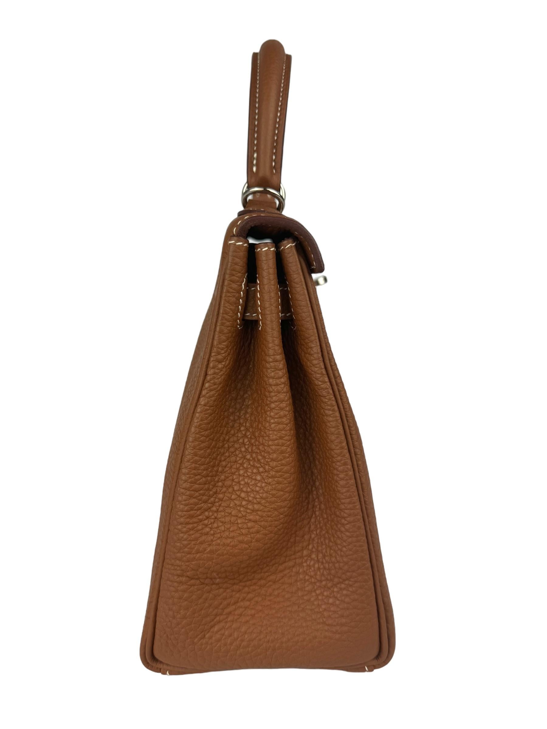 Hermes Kelly 25 Gold Tan Togo Leather Palladium Hardware 3