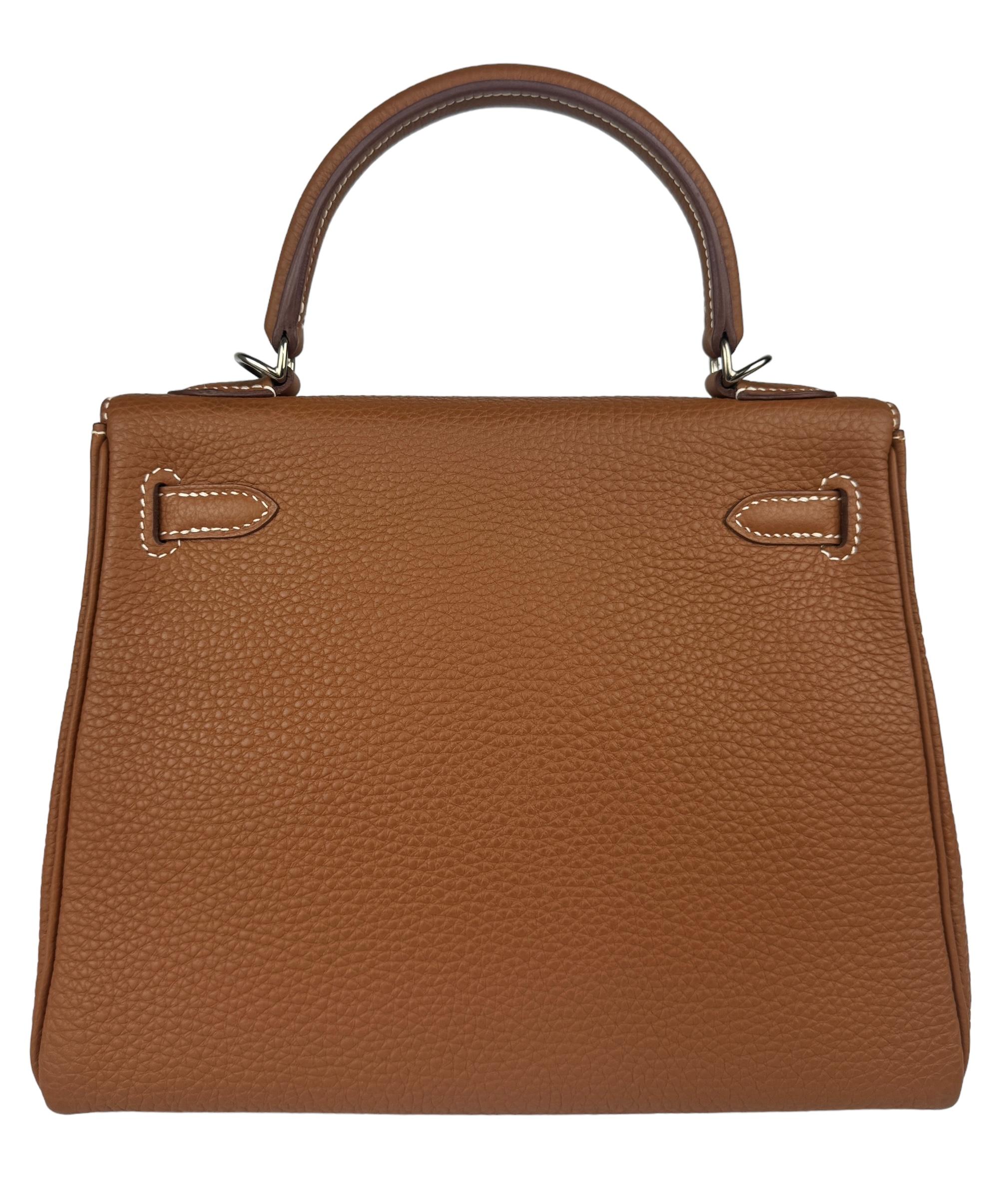 Hermes Kelly 25 Gold Tan Togo Leather Palladium Hardware 5
