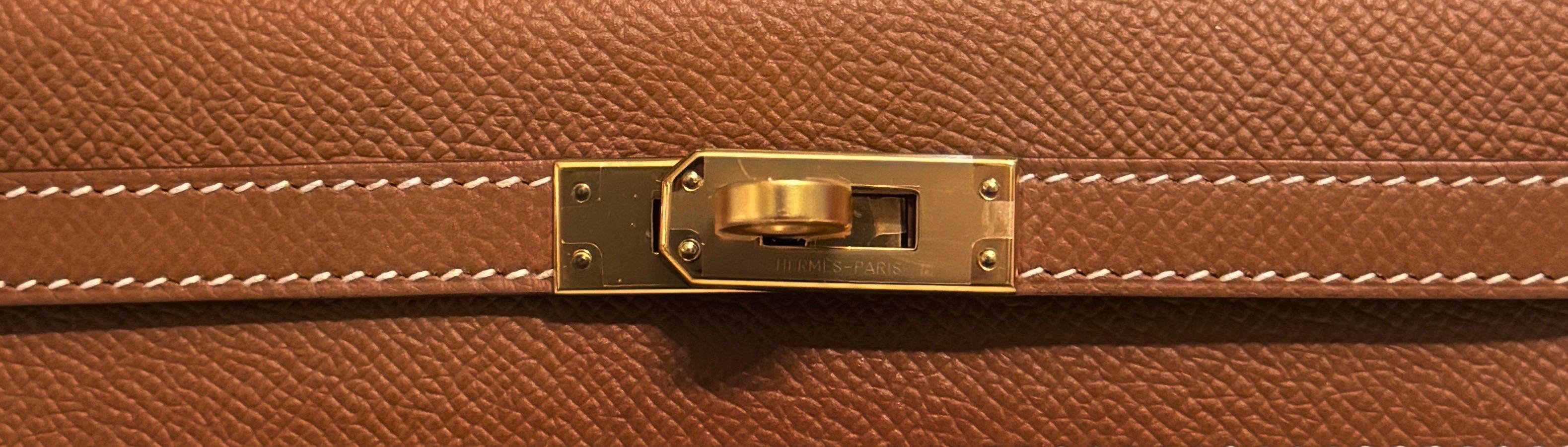 Brown Hermes Kelly 25 gold w gold hardware as new For Sale