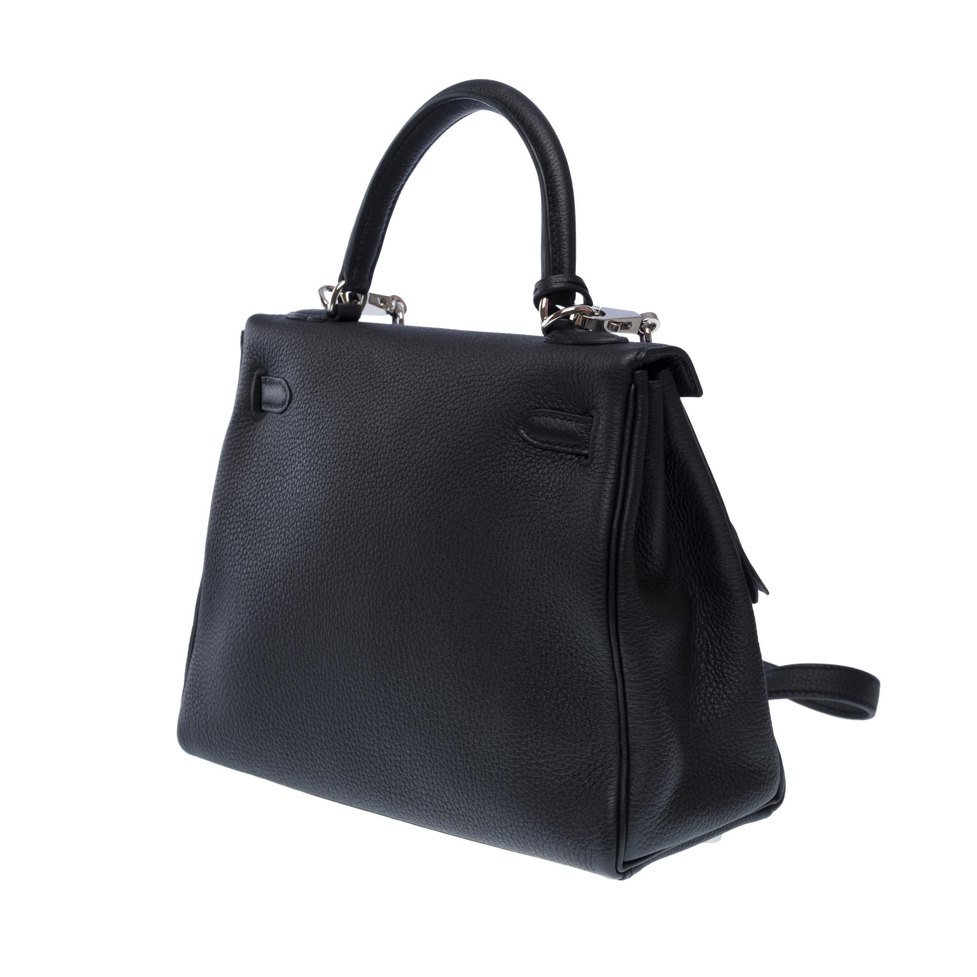 Hermès Kelly 25 handbag strap in Black Togo calf leather , PHW 1