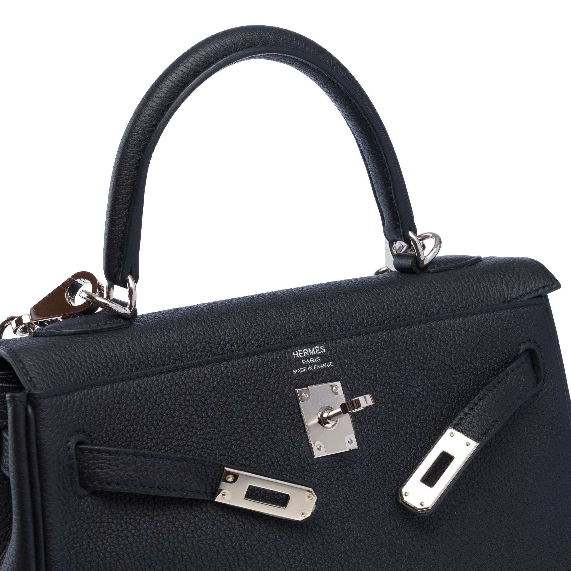 Hermès Kelly 25 handbag strap in Black Togo calf leather , PHW 2