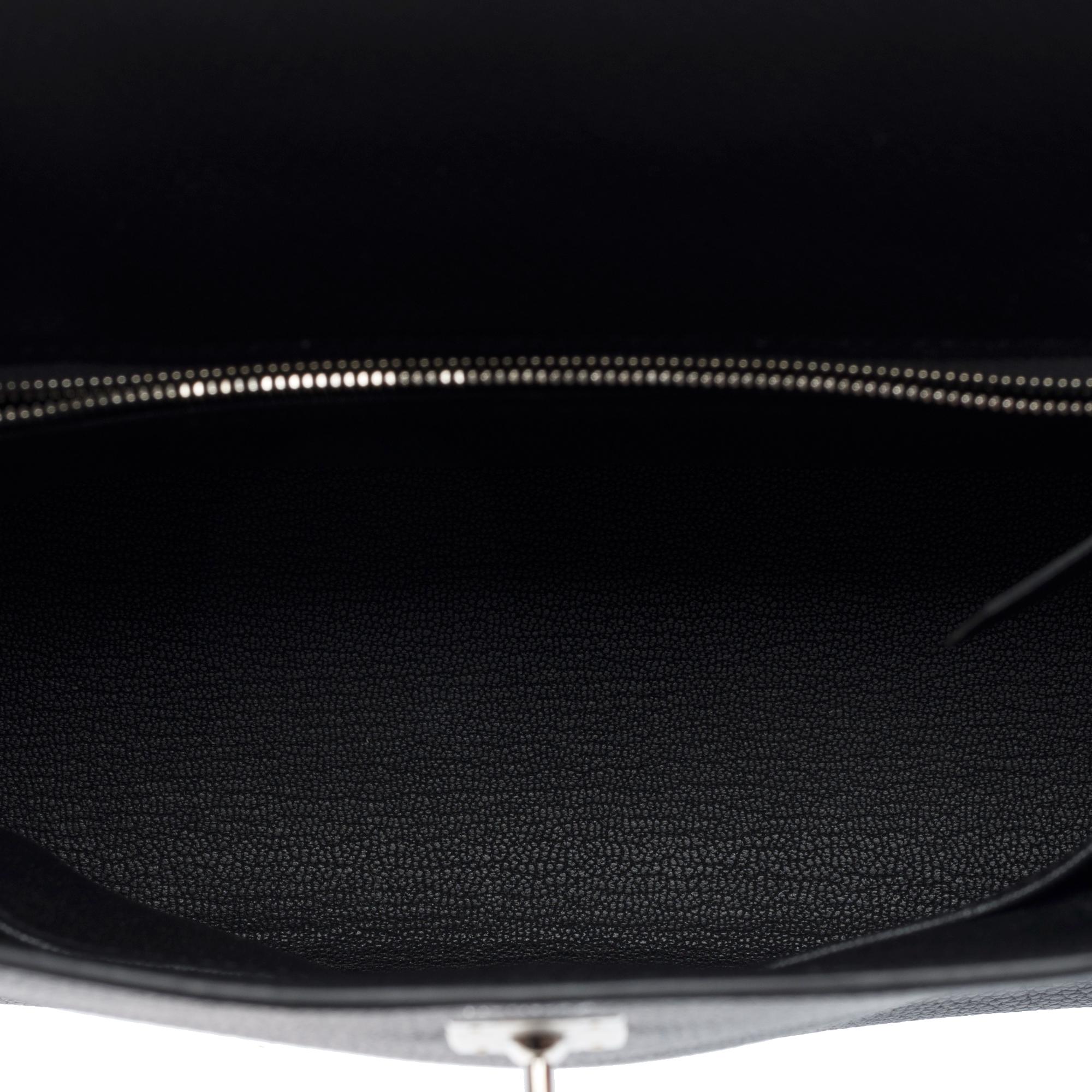 Hermès Kelly 25 handbag strap in Black Togo calf leather , PHW 4