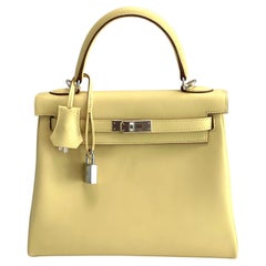 Hermès Kelly 20 Mini II Sellier Jaune Citron Ostrich Palladium Hardwar