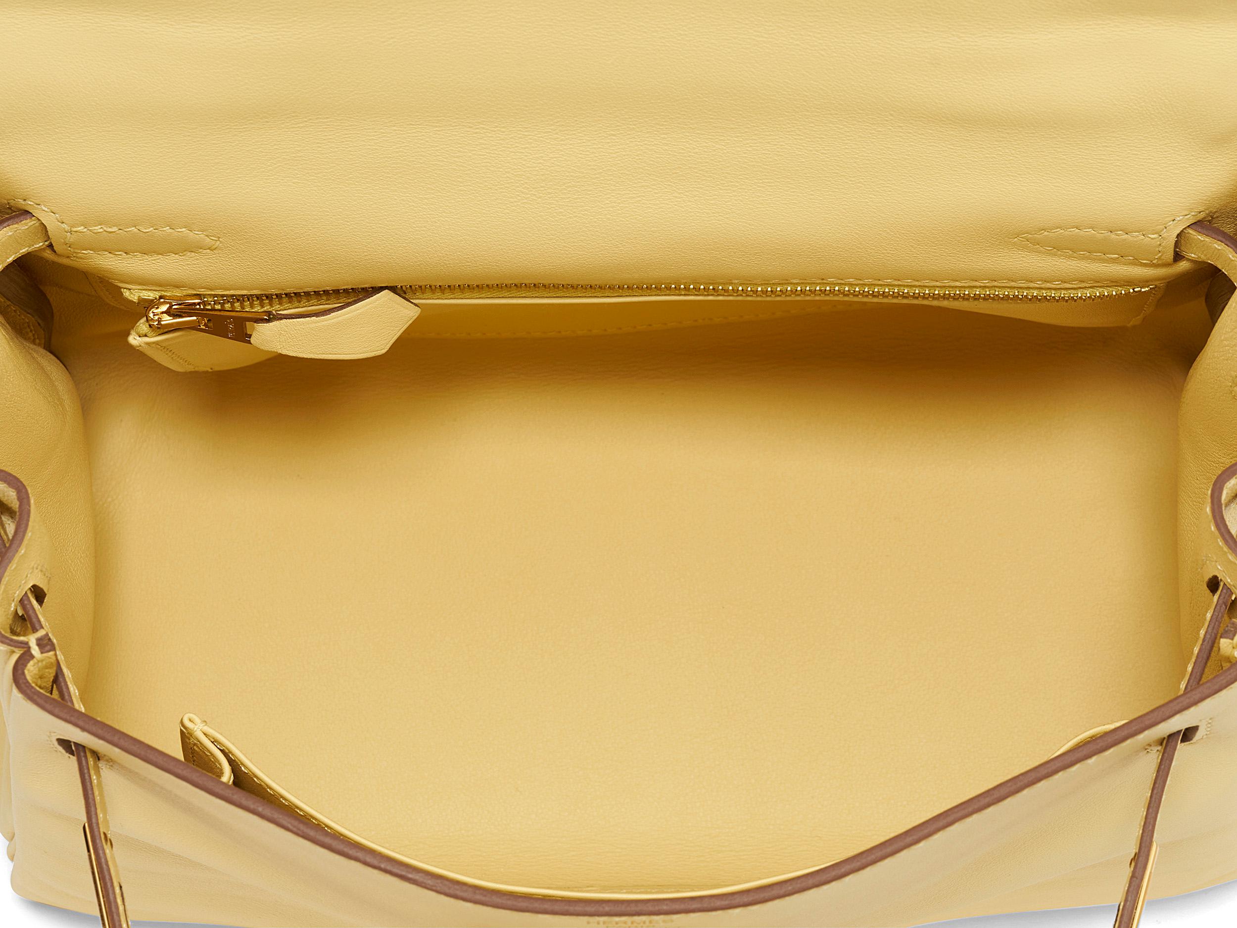 Hermès Kelly 25 Jaune Poussin Swift Gold Hardware For Sale 3