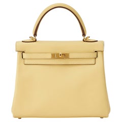 Hermès Kelly 25 Jaune Poussin Swift Quincaillerie or