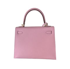 Hermes Kelly 25 Mauve Sylvestre Epsom w Lime Inside Horseshoe