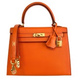 Hermes Kelly 25 Orange Sellier Epsom Leather Shoulder Bag Gold Hardware at  1stDibs
