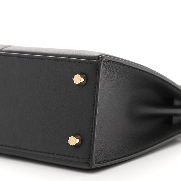 Hermes Kelly Padded bag 25 Sellier Black Swift leather Gold hardware
