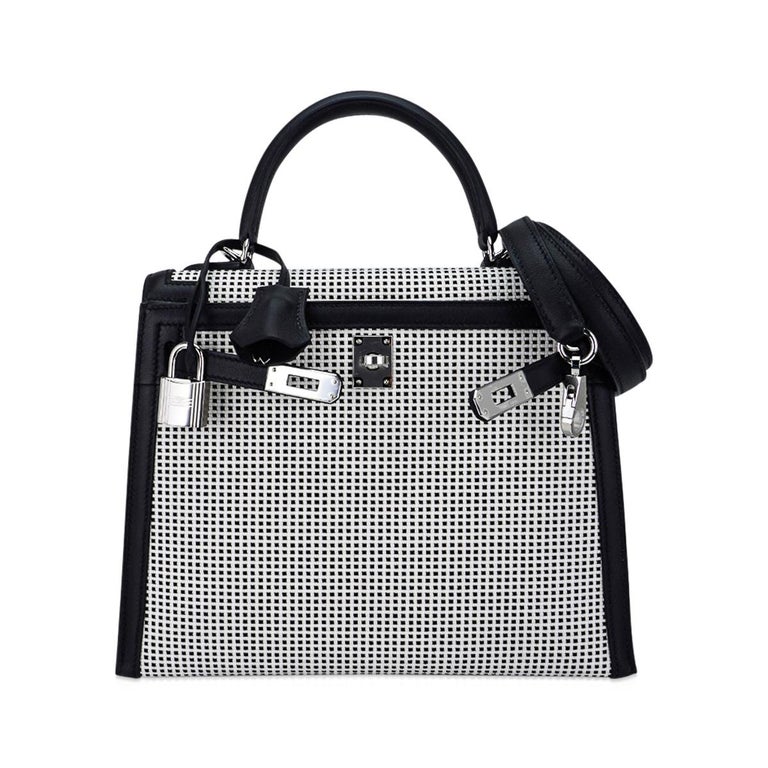 Hermes Personal Kelly bag 25 Sellier White/Black Epsom leather
