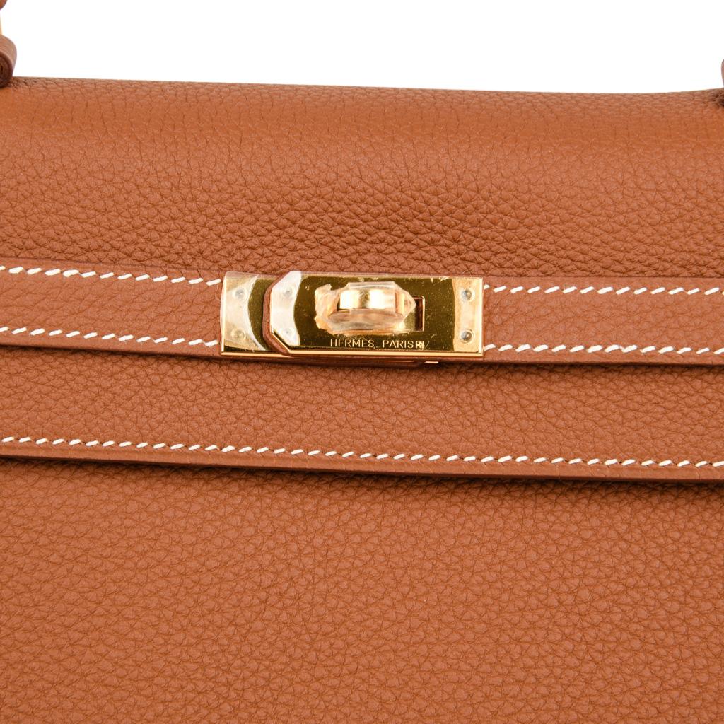 Brown Hermes Kelly 25 Retourne Bag Coveted Gold Togo Gold Hardware 