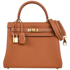 Hermes Kelly 25 Retourne Tasche Begehrte Gold Togo Gold Hardware