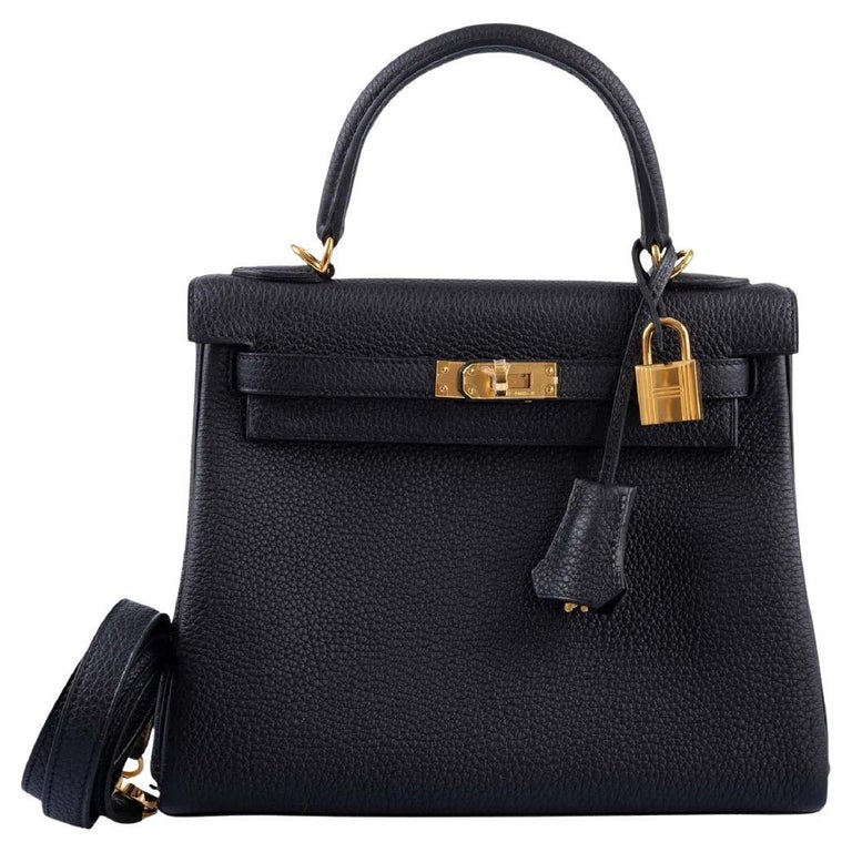 Hermes Kelly bag 25 Retourne Etoupe grey Togo leather Gold hardware