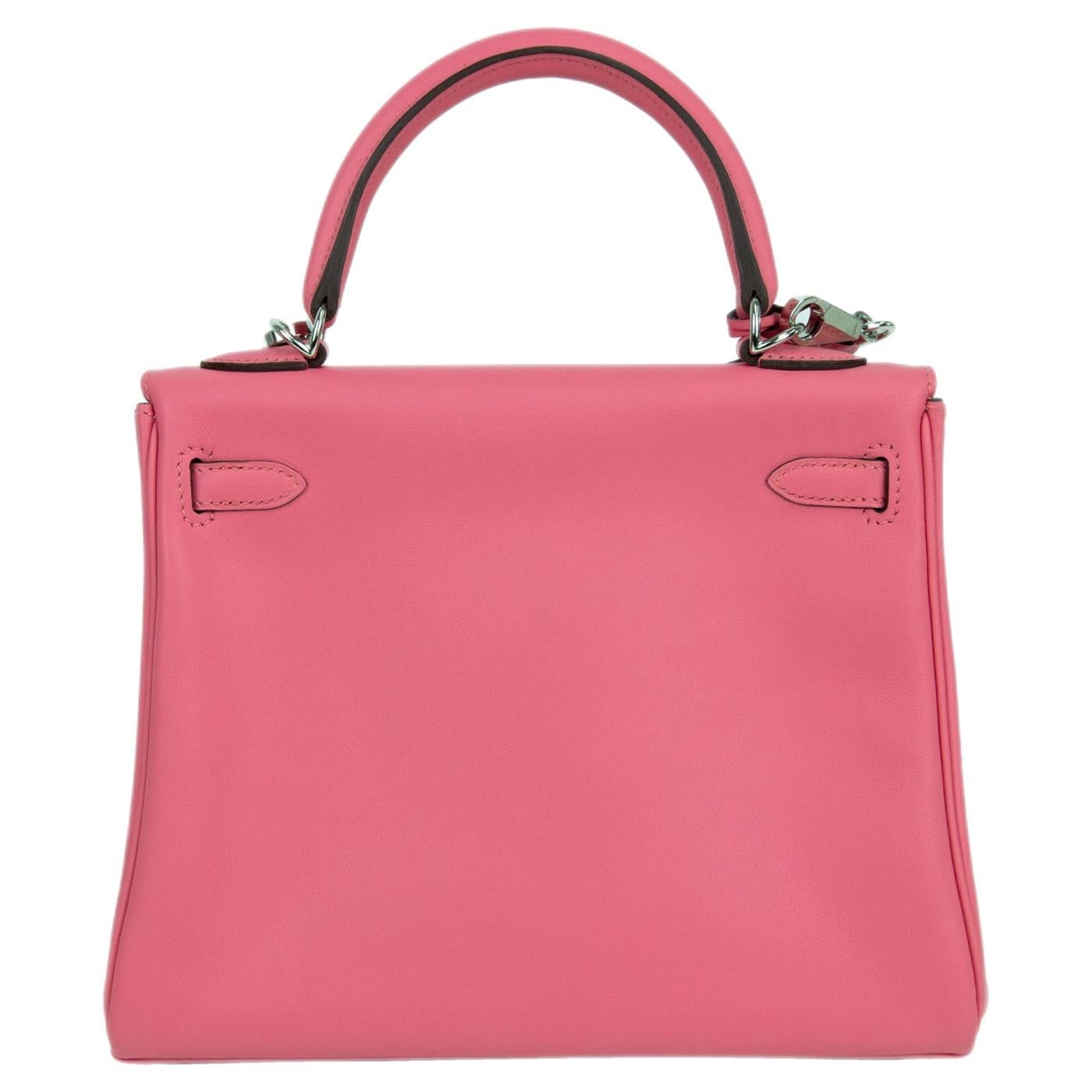 Hermes Kelly 25 Retourne Pink Azalee Swift Leather Pink Azalee In New Condition For Sale In Aventura, FL