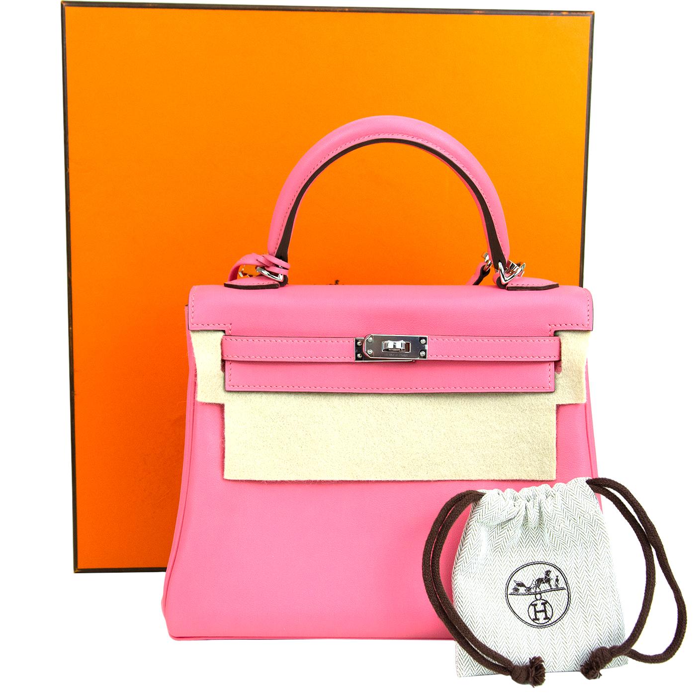Hermes Kelly 25 Retourne Pink Azalee Swift Leather Pink Azalee For Sale 2
