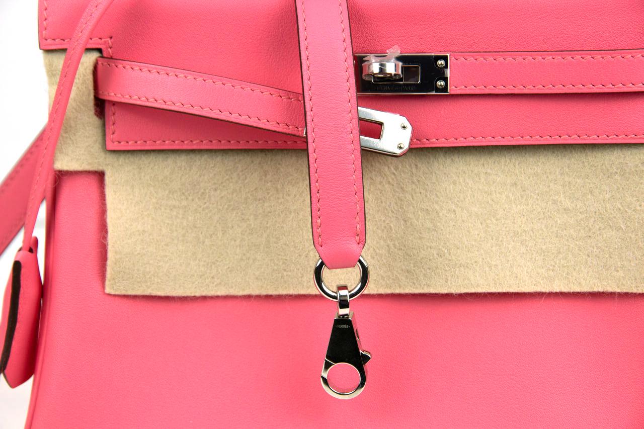 Hermes Kelly 25 Retourne Pink Azalee Swift Leather Pink Azalee For Sale 3
