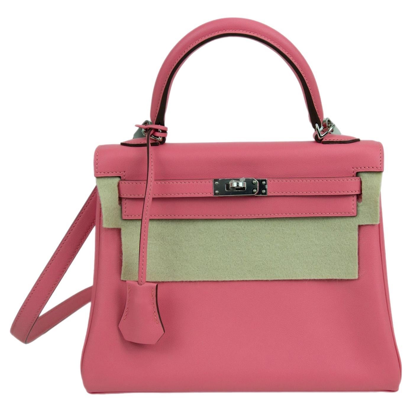 Hermes Kelly 25 Retourne Rosa Azalee Swift Leder Rosa Azalee