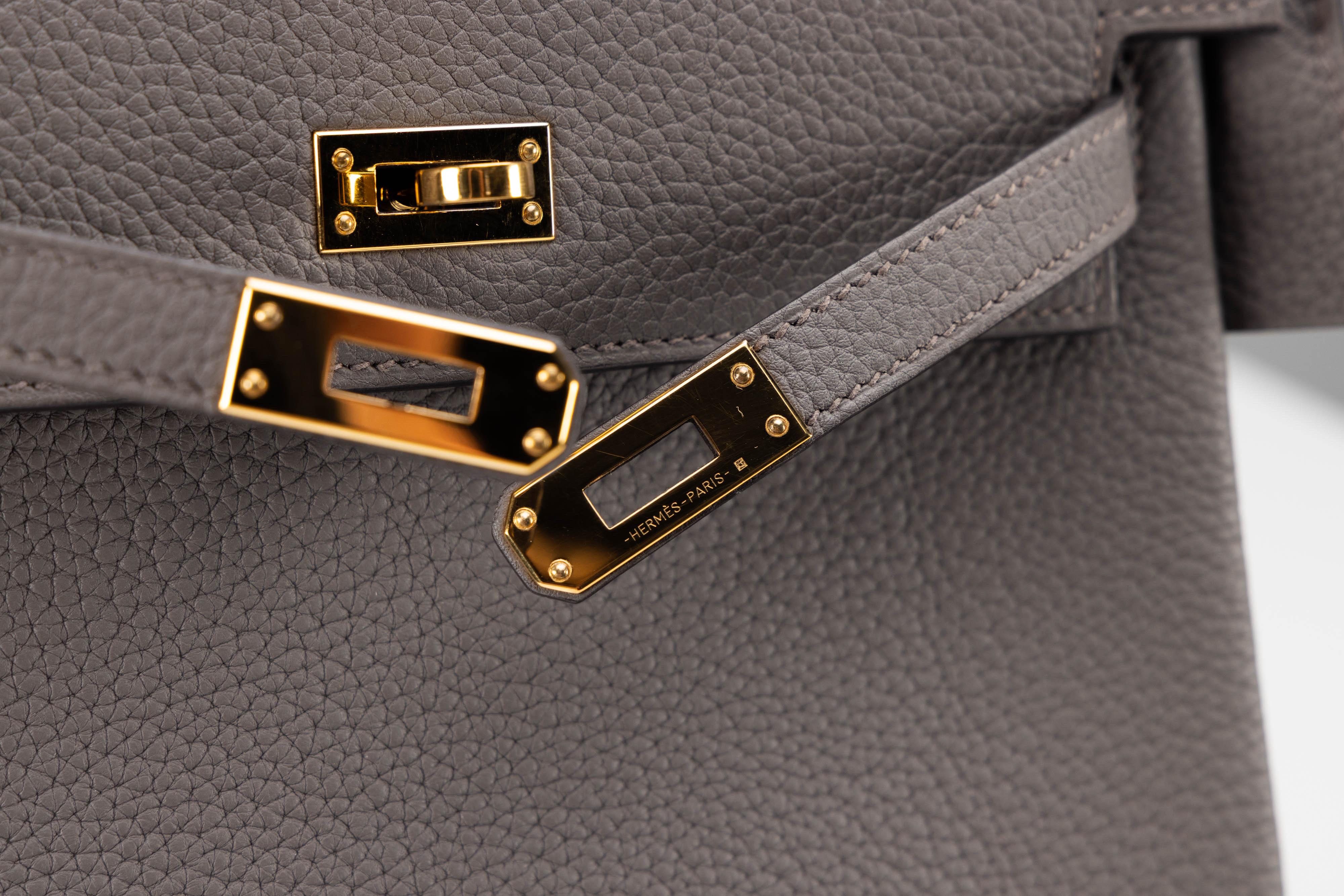 Hermès Kelly 25 Retourne Togo Gris Etain Set completo in vendita 5