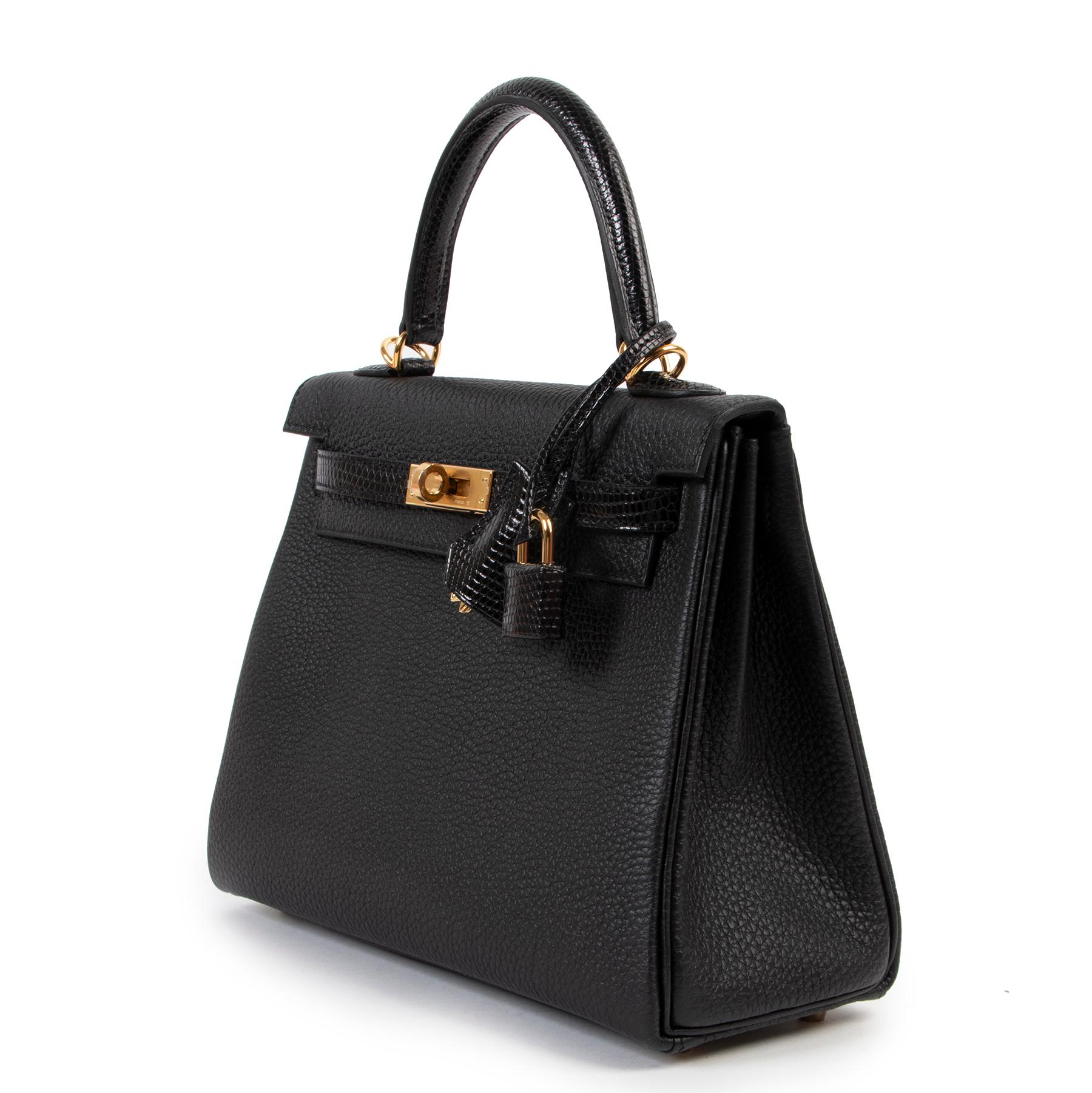 Hermès Kelly 25 Retourne Touch Togo Lezard Noir GHW In condizioni Nuovo a Antwerp, BE