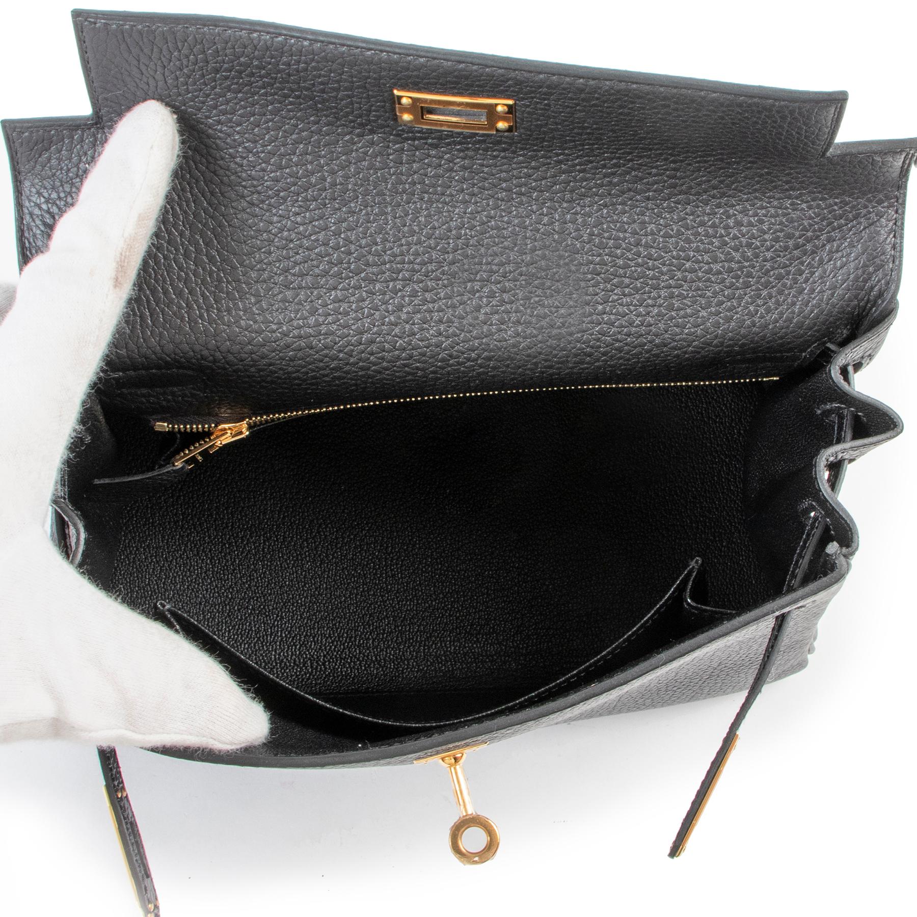 Hermès Kelly 25 Retourne Touch Togo Lezard Noir GHW 1