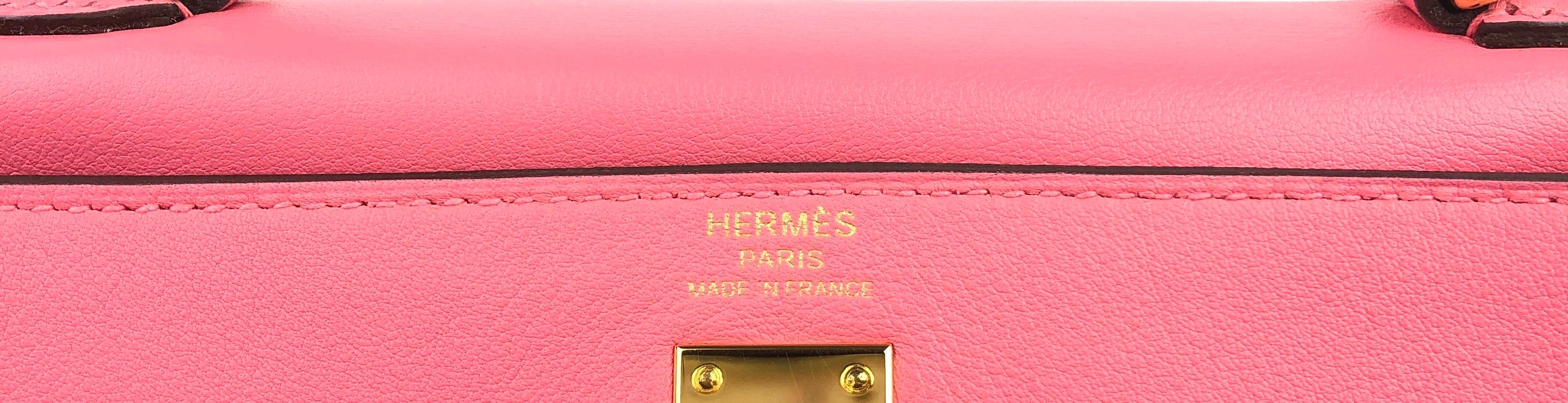 Hermes Kelly 25 Rose Azalea Azalee Pink Gold Hardware 2018 In Excellent Condition In Miami, FL