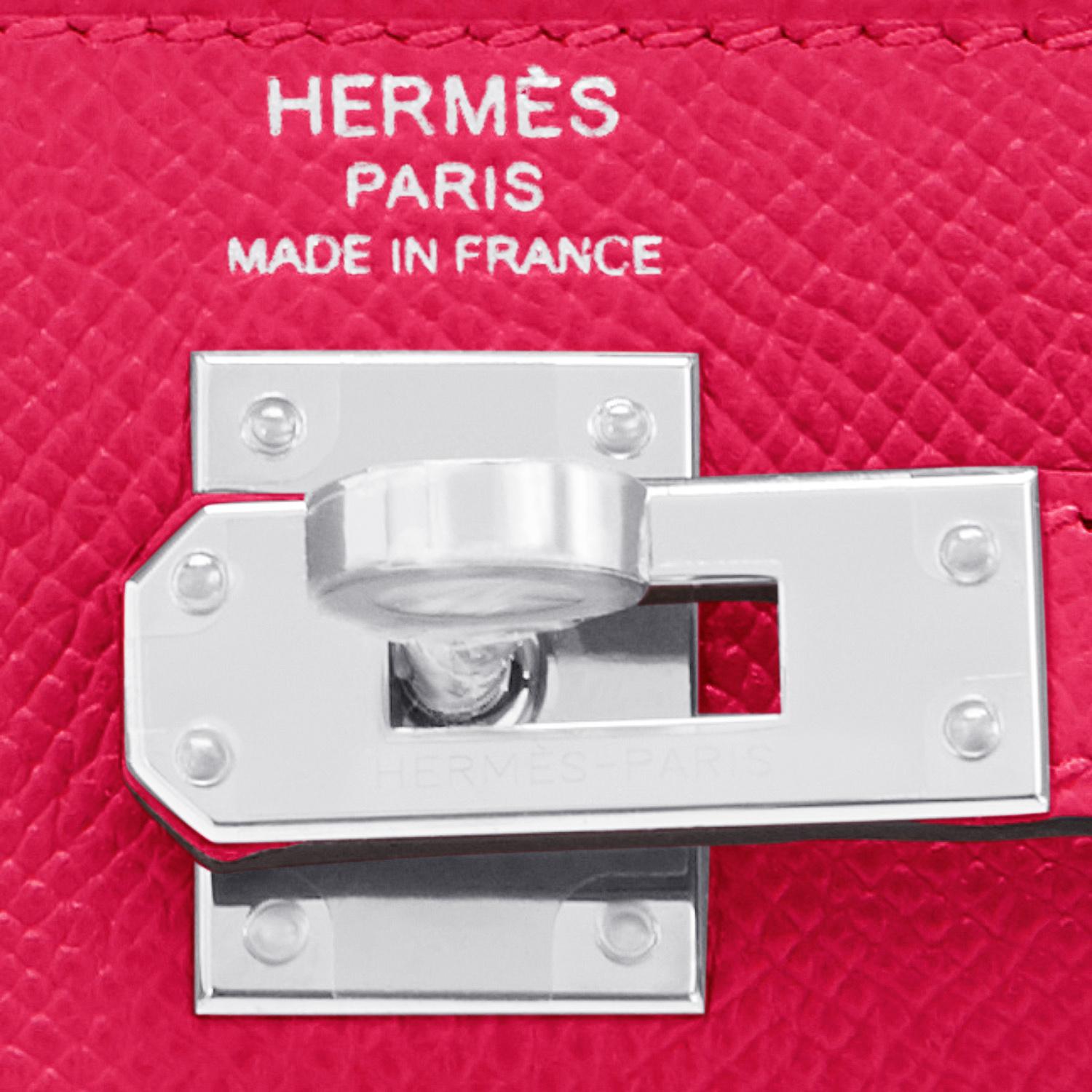 Hermes Kelly 25 Rose Extreme Pink Epsom Sellier Bag Palladium Y Stamp, 2020 6