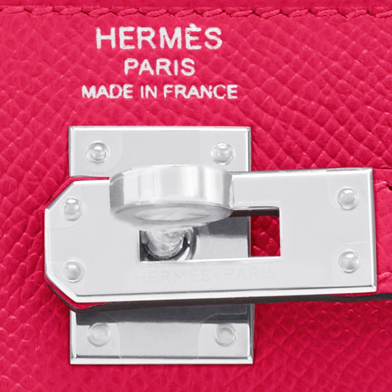 Hermes Kelly 25 Rose Extreme Pink Epsom Sellier Bag Palladium Y Stamp, 2020 For Sale 6