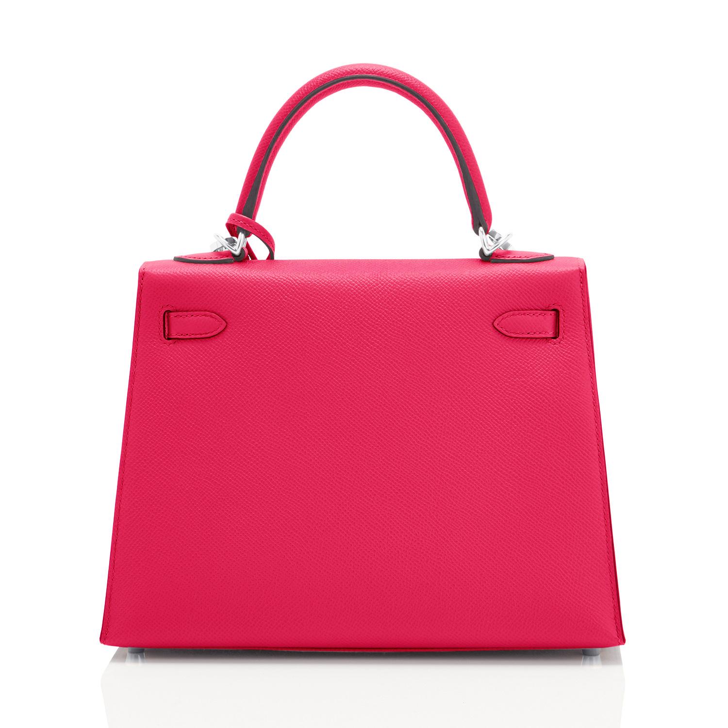 Hermes Kelly 25 Rose Extreme Pink Epsom Sellier Bag Palladium Y Stamp, 2020 1