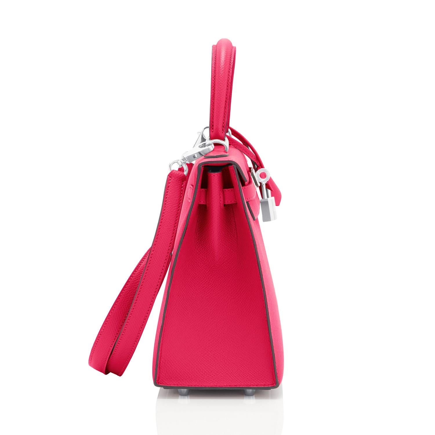 Hermès Kelly 25 Rose Extreme Pink Epsom Sellier Tasche Palladium Y Stempel, 2020 3