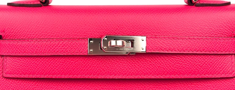 Hermes Kelly 25 Rose Extreme Sellier Pink Shoulder Bag Palladium Hardware For Sale 1