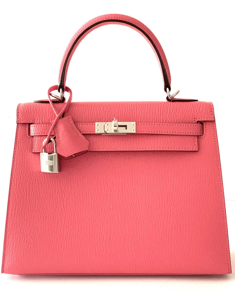 Hermes Kelly bag 25 Sellier Rose lipstick Chevre myzore goatskin