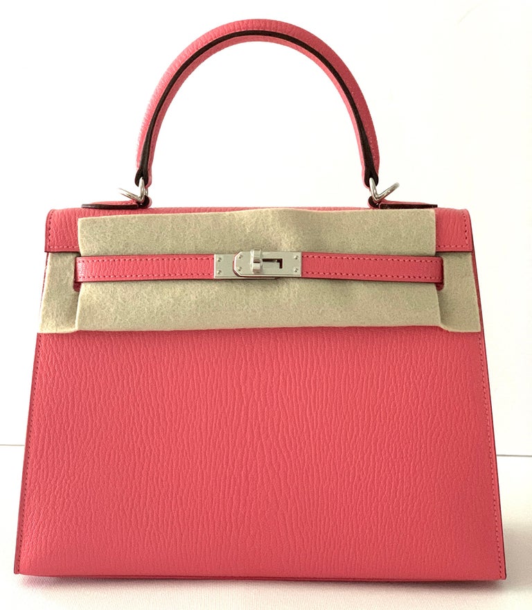 Hermes Kelly 25 Rose Azalea K25 Epsom Sellier, Luxury, Bags