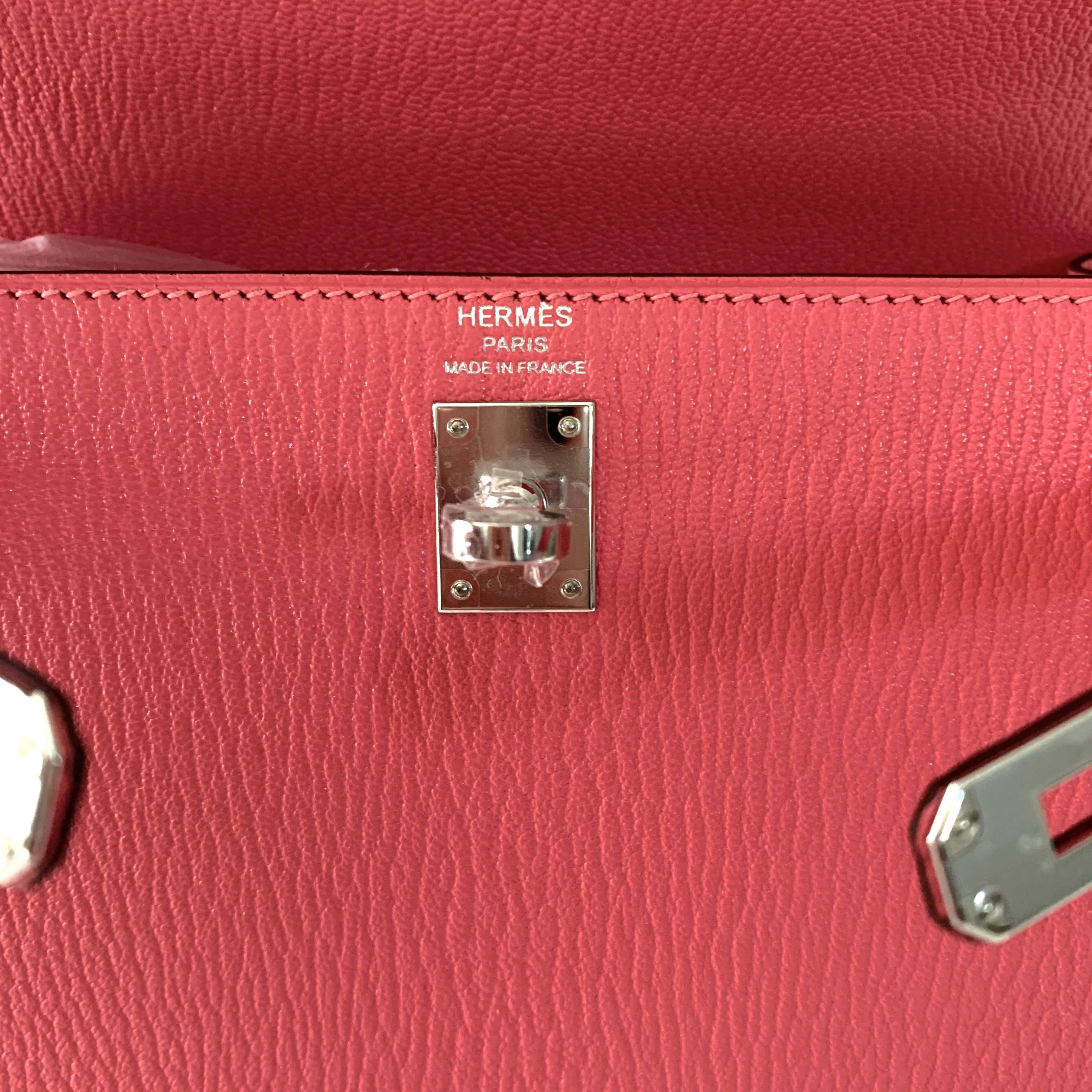 Pink Hermes Kelly 25 Rose Lipstick PInk Chevre Limited Edition Sellier Bag