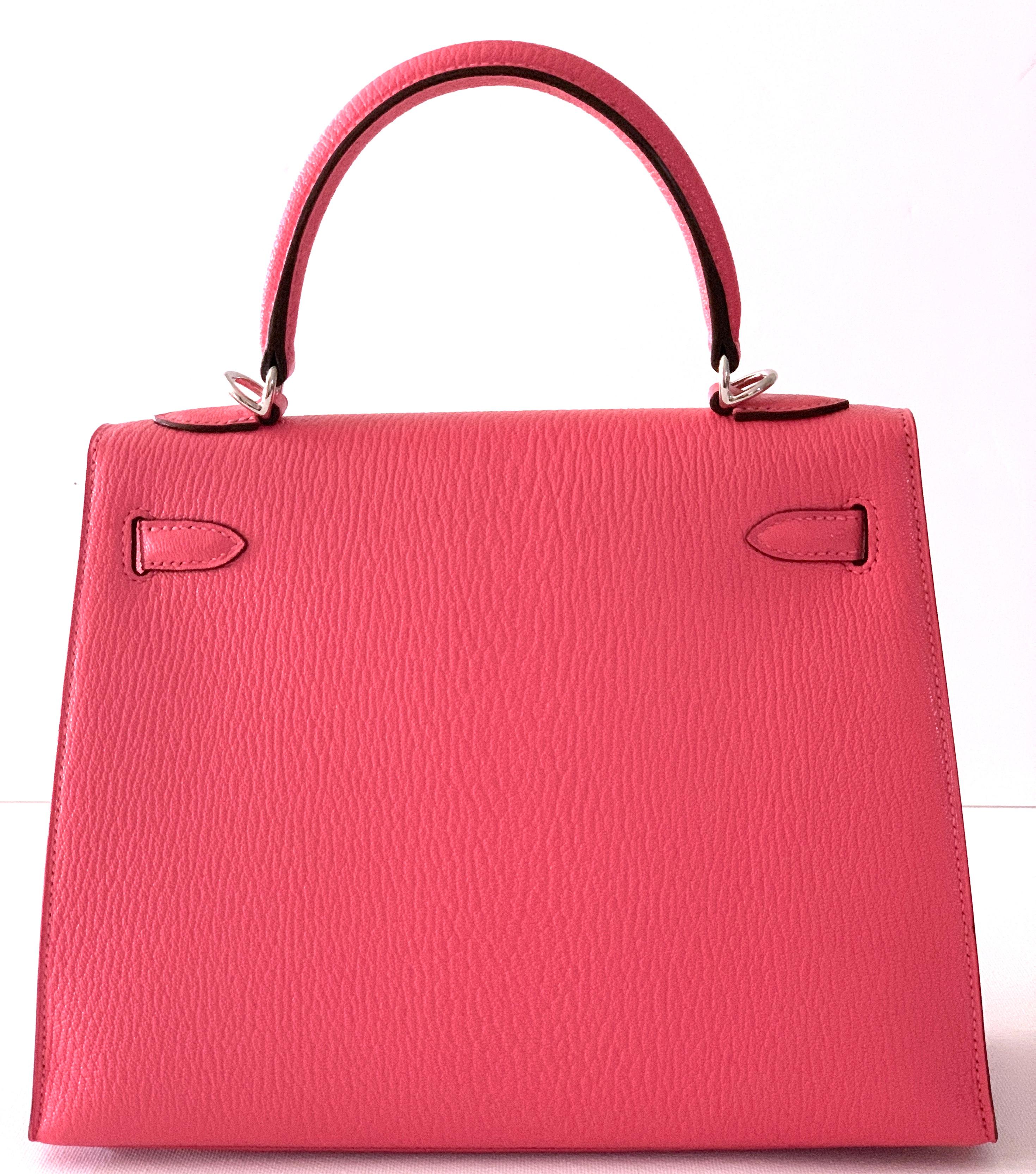 Women's or Men's Hermes Kelly 25 Rose Lipstick PInk Chevre Limited Edition Sellier Bag