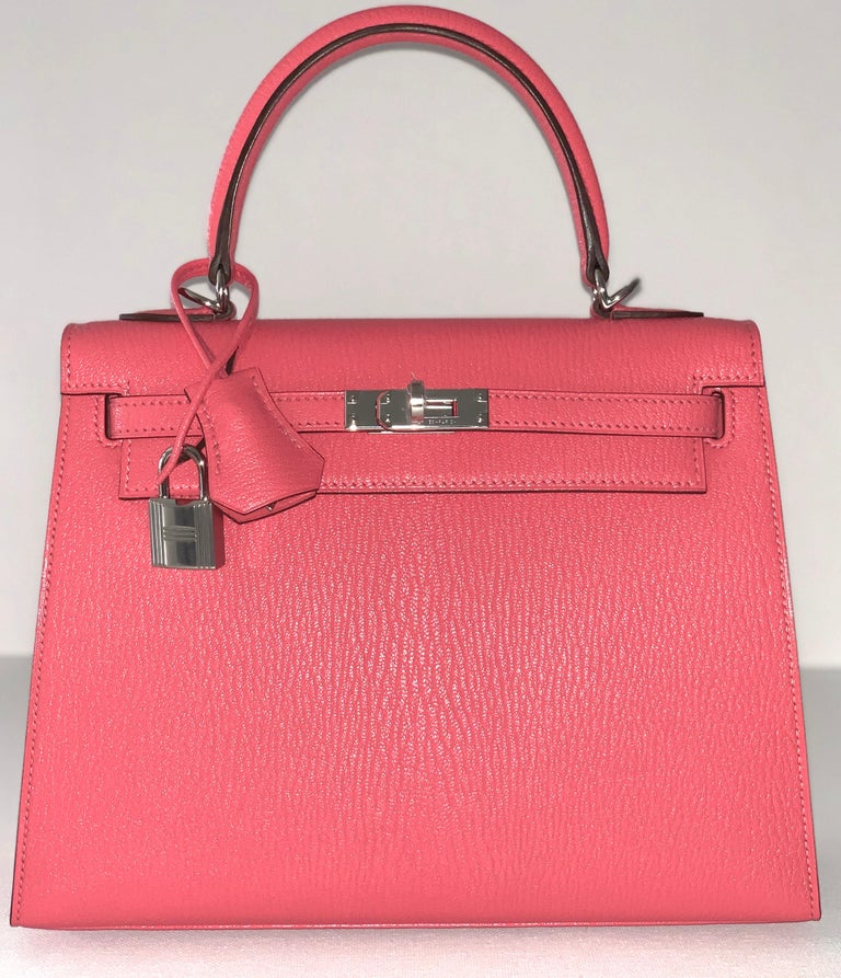 Hermes Kelly 25 Rose Lipstick PInk Chevre Limited Edition Sellier Bag