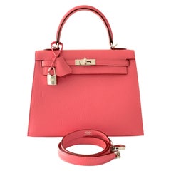 Hermes Kelly 25 Rose Lipstick PInk Chevre Limited Edition Sellier Bag