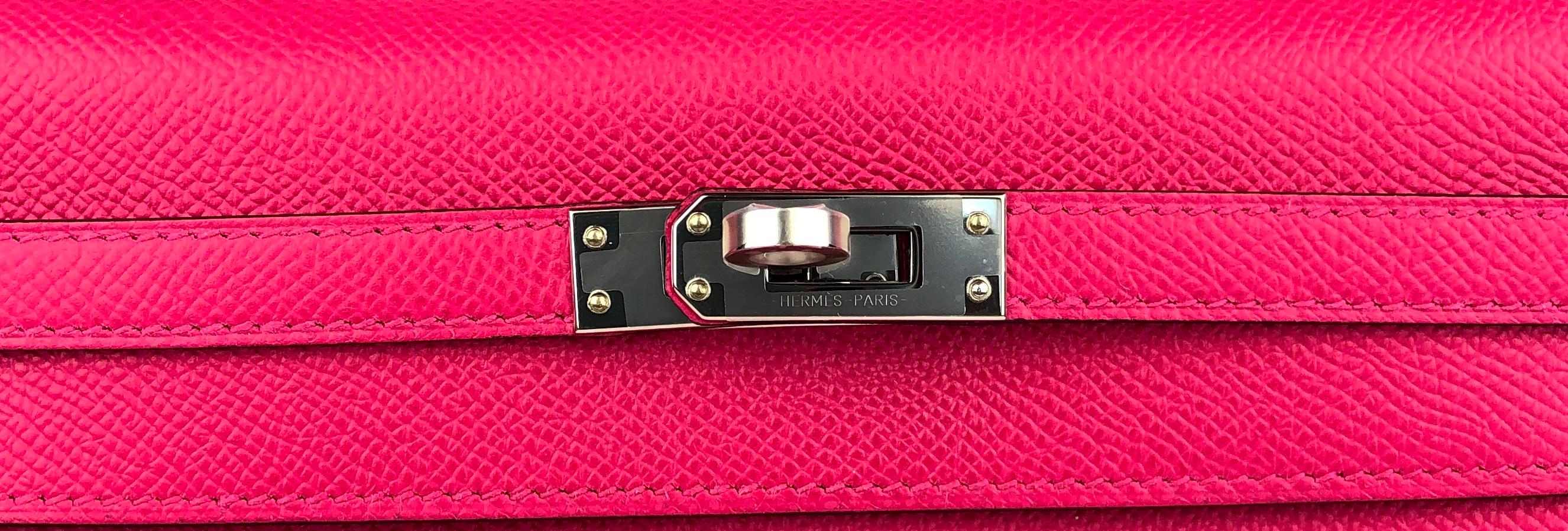 Hermes Kelly 25 Rose Mexico Sellier Pink Shoulder Bag Palladium Hardware In New Condition In Miami, FL
