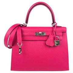 Hermes Kelly 25 Rose Mexico Sellier Pink Shoulder Bag Palladium Hardware