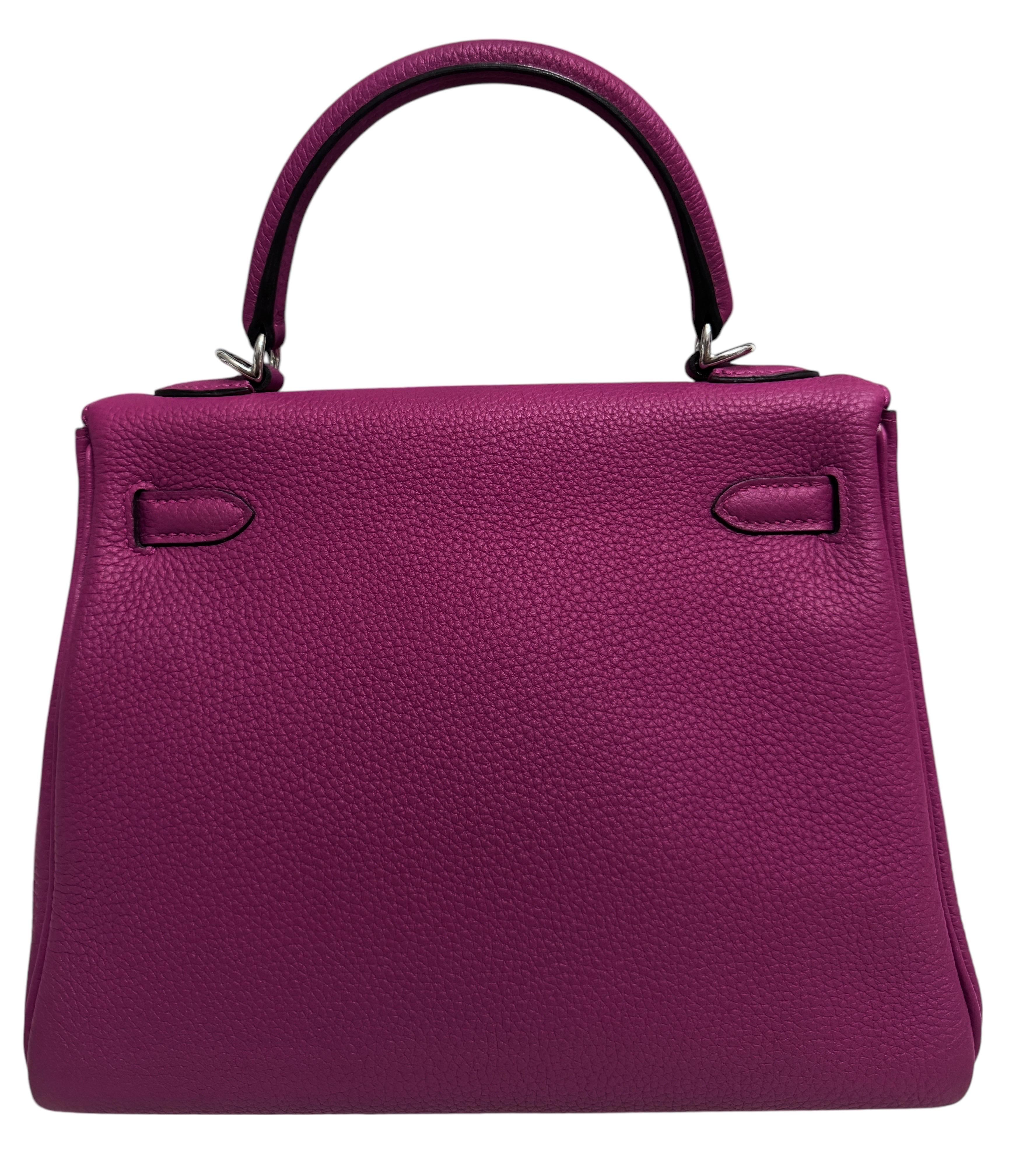 Purple Hermes Kelly 25 rose pourpre palladium hardware as new