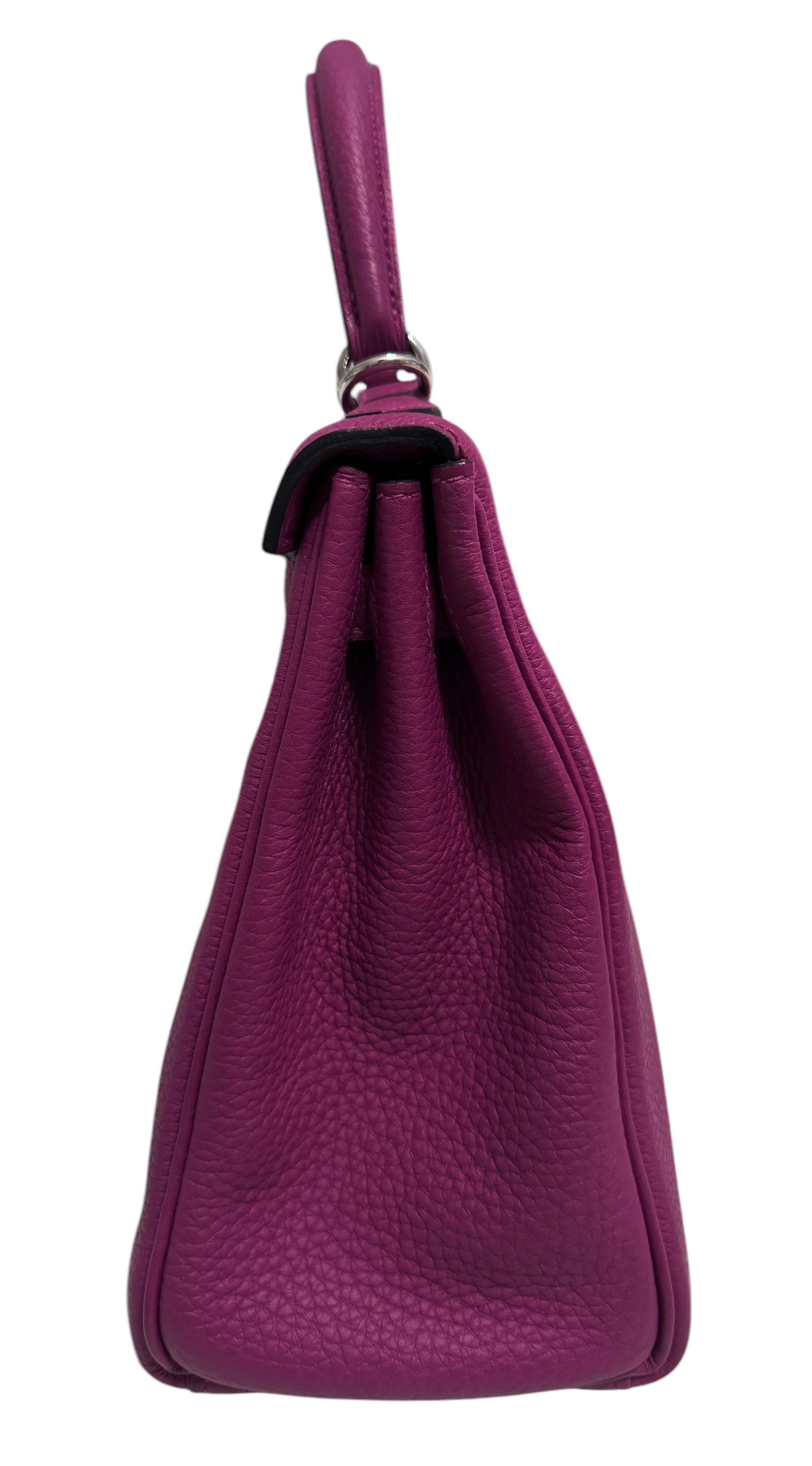 Women's or Men's Hermes Kelly 25 rose pourpre palladium hardware as new