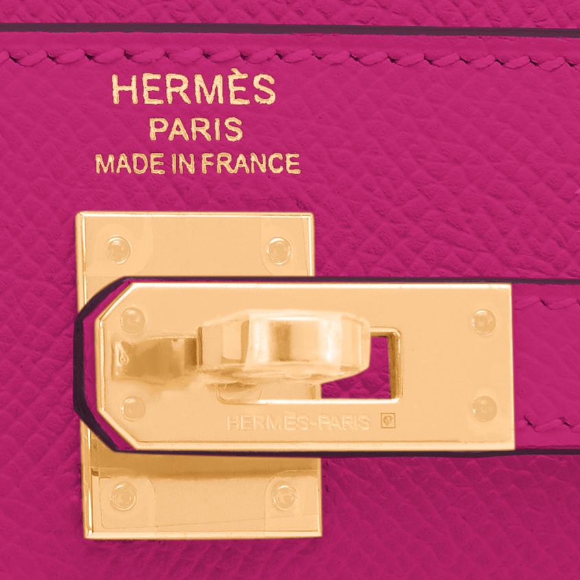 Hermes Kelly 25 Rose Pourpre Pink Epsom Sellier Shoulder Bag Gold Y Stamp, 2020 2