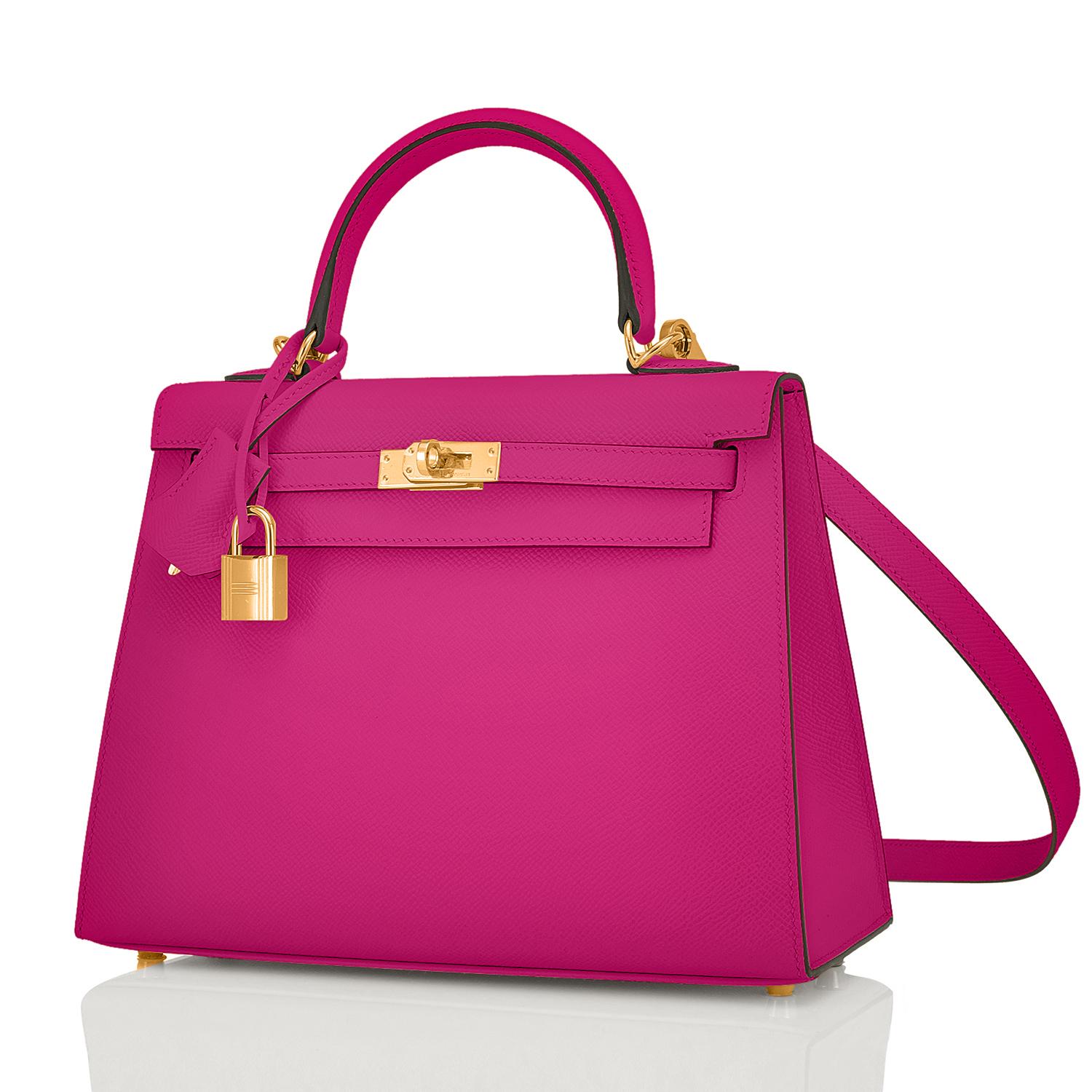 Hermes Kelly 25 Rose Pourpre Pink Epsom Sellier Bag Gold Y Stamp, 2020
Devastatingly gorgeous! Beyond darling and super chic!
Just purchased from Hermes store; bag bears new interior 2020 Stamp.
Brand New in Box. Store Fresh. Pristine Condition