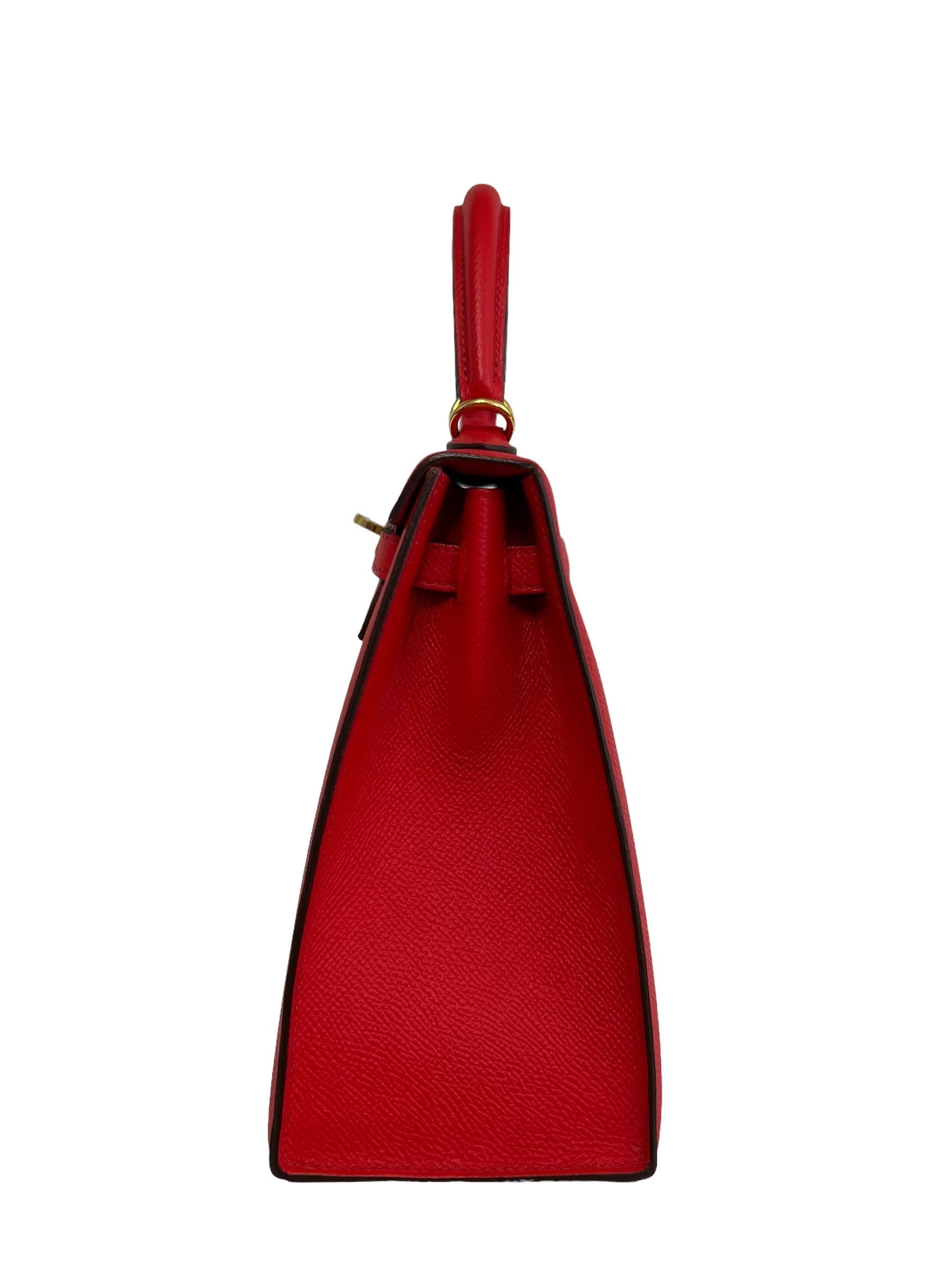 Hermes Kelly 25 Rouge de Coeur Red Epsom Leather Shoulder Bag Gold Hardware 1
