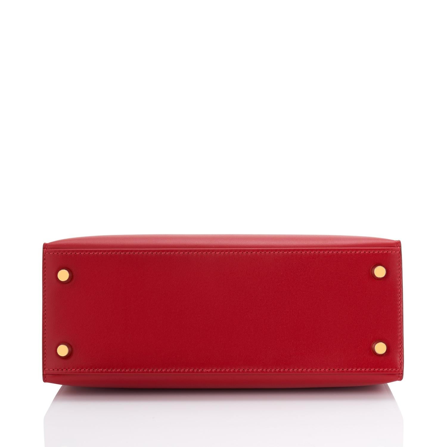 Hermes Kelly 25 Rouge Vif Lipstick Red Sellier Shoulder Bag Y Stamp, 2020 In New Condition In New York, NY