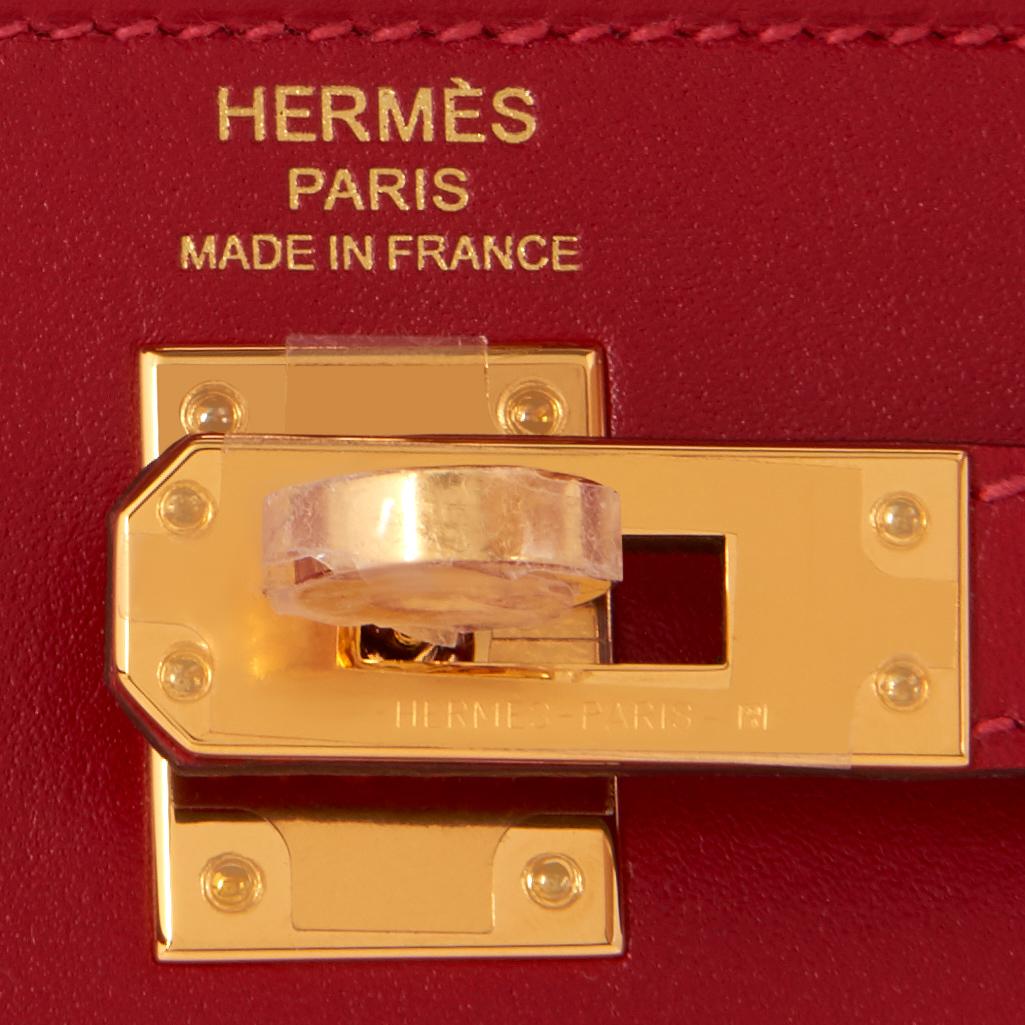 Hermes Kelly 25 Rouge Vif Lipstick Red Sellier Shoulder Bag Y Stamp, 2020 2